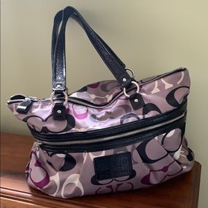 Coach signature C scarf print satin like bag